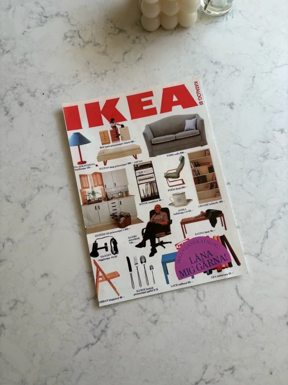 1983 Vintage IKEA Poster - Red with Multicolor Product Illustrations